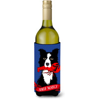 "Caroline's Treasures VHA3011LITERK Ahoy Matey Nautical Border Collie Wine Bottle Koozie Hugger, 750ml, Multicolor"