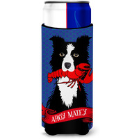 "Caroline's Treasures VHA3011MUK Ahoy Matey Nautical Border Collie Michelob Ultra Koozies For Slim Cans, Multicolor"