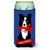 "Caroline's Treasures VHA3011TBC Ahoy Matey Nautical Border Collie Tall Boy Koozie Hugger, Multicolor"