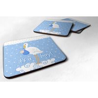 "Caroline's Treasures VHA3012FC It's a Baby Boy Foam Coaster (Set of 4), Multicolor, 3.5"""