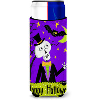 "Caroline's Treasures VHA3014MUK Happy Halloween Skeleton Michelob Ultra Beverage Insulator for Slim Cans, Multicolor"