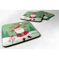 "Caroline's Treasures VHA3016FC Merry Christmas Santa Claus Ho Ho Ho Foam Coaster (Set of 4), Multicolor, 3.5"""