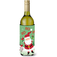 "Caroline's Treasures VHA3016LITERK Merry Christmas Santa Claus Ho Ho Ho Wine Bottle Koozie Hugger, Multicolor, 750ml"