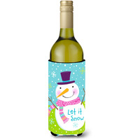 "Caroline's Treasures VHA3017LITERK Christmas Snowman Let it Snow Wine Bottle Koozie Hugger, Multicolor, 750ml"