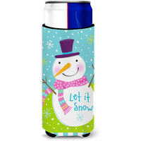 "Caroline's Treasures VHA3017MUK Christmas Snowman Let it Snow Michelob Ultra Koozies for Slim Cans, Multicolor"
