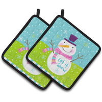"Caroline's Treasures Christmas Snowman Let It Snow Pair of Pot Holders VHA3017PTHD, 7.5HX7.5W, Multicolor"