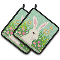 "Caroline's Treasures Easter Bunny Rabbit Pair of Pot Holders, 7.5HX7.5W, Multicolor"