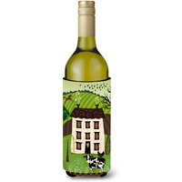 "Caroline's Treasures Folk Art Country House Wine Bottle Beverage Insulator Hugger, 750 ml, Multicolor"