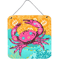 Caroline's Treasures Pink Coastal Crab Wall or Door Hanging Prints