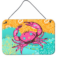 Caroline's Treasures Pink Coastal Crab Wall or Door Hanging Prints