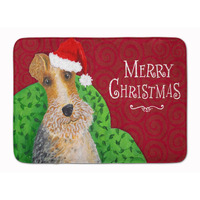 "Caroline's Treasures Wire Fox Terrier Christmas Machine Washable Memory Foam Mat, Multicolor"