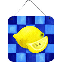 "Caroline's Treasures Lemon in Blue by Ute Nuhn Wall or Door Hanging Prints WHW0116DS66, 6""H x 6""W, Multicolor"