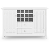 Bedford SOLID WOOD 54 inch Wide Transitional Sideboard Buffet and Wine Rack in White