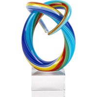 Murano Style Mini Rainbow Art Glass Centerpiece on Crystal Base 6" Tall