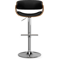 Amery Mid-Century Modern Adjustable Swivel Bar Stool in Black Faux Leather
