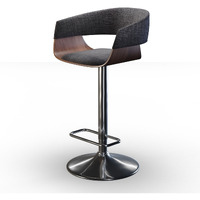 Lowell Adjustable Swivel Bar Stool in Charcoal Grey Linen Look Fabric