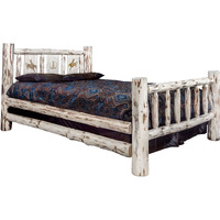 Montana Collection California King Bed w/ Laser Engraved Bronc Design, Ready to Finish