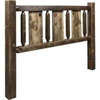 Homestead Collection Twin Headboard w/ Laser Engraved Wolf Design, Stain & Clear Lacquer Finish