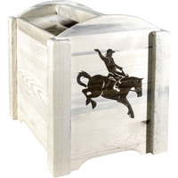 Homestead Collection Magazine Rack w/ Laser Engraved Bronc Design, Ready to Finish