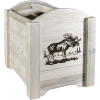 Homestead Collection Magazine Rack w/ Laser Engraved Moose Design, Clear Lacquer Finish