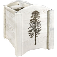 Homestead Collection Magazine Rack w/ Laser Engraved Pine Design, Ready to Finish