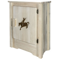 Homestead Collection Accent Cabinet w/ Laser Engraved Bronc Design, Right Hinged, Ready to Finish