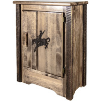 Homestead Collection Accent Cabinet w/ Laser Engraved Bronc Design, Right Hinged, Stain & Clear Lacquer Finish