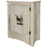 Homestead Collection Accent Cabinet w/ Laser Engraved Elk Design, Right Hinged, Ready to Finish