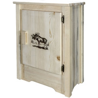 Homestead Collection Accent Cabinet w/ Laser Engraved Moose Design, Right Hinged, Ready to Finish