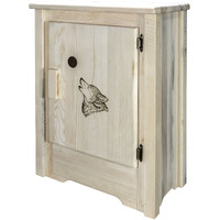 Homestead Collection Accent Cabinet w/ Laser Engraved Wolf Design, Right Hinged, Ready to Finish
