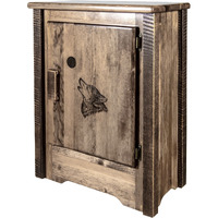 Homestead Collection Accent Cabinet w/ Laser Engraved Wolf Design, Right Hinged, Stain & Clear Lacquer Finish