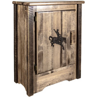 Homestead Collection Accent Cabinet w/ Laser Engraved Bronc Design, Left Hinged, Stain & Clear Lacquer Finish