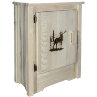 Homestead Collection Accent Cabinet w/ Laser Engraved Elk Design, Left Hinged, Clear Lacquer Finish