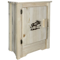 Homestead Collection Accent Cabinet w/ Laser Engraved Moose Design, Left Hinged, Ready to Finish