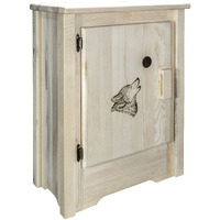 Homestead Collection Accent Cabinet w/ Laser Engraved Wolf Design, Left Hinged, Ready to Finish