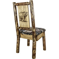 Glacier Country Collection Side Chair - Woodland Upholstery, w/ Laser Engraved Bear Design