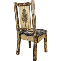 Glacier Country Collection Side Chair - Woodland Upholstery, w/ Laser Engraved Pine Tree Design