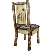 Glacier Country Collection Side Chair - Woodland Upholstery, w/ Laser Engraved Wolf Design