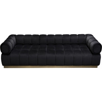 Image Low Profile Sofa in Black Velvet w/ Brushed Gold Base by Diamond Sofa