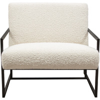Luxe Accent Chair in Bone Boucle Textured Fabric with Black Powder Coat Frame by Diamond Sofa