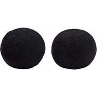 Set of (2) 10" Round Accent Pillows in Black Faux Sheepskin by Diamond Sofa