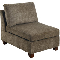 Fabric Armless Chair with Loose Back Pillows, Brown