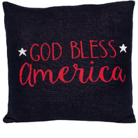 Parkland Collection God Bless America Transitional Navy Blue Throw Pillow