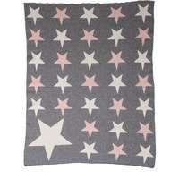 Parkland Collection Twinkle Stars Transitional Light Grey Knitted 32" X 40"  Baby Blanket