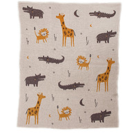 Parkland Collection Once Upon A Time In Zooland Transitional Light Grey Knitted 32" X 40"  Baby Blanket