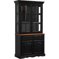 Sunset Trading Black Cherry Selections Keepsake Buffet and Lighted Hutch | Antique Black and Cherry