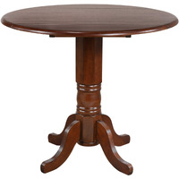 Sunset Trading Andrews 42" Round Drop Leaf Pub Table | Chestnut Brown | Seats 6