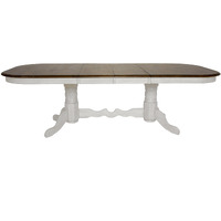 Sunset Trading Andrews 96" Oval Double Pedestal Extendable Butterfly Leaf Dining Table | Antique White and Chestnut Brown | Seats 10