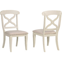 Sunset Trading Andrews Dining Chair | Antique White with  Chestnut Brown Seat | Set of 2