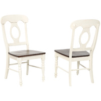 Sunset Trading Andrews Napoleon Dining Chair | Antique White and Chestnut Brown | Set of 2
